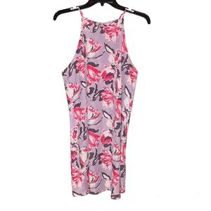 Pink Lily Floral High square Halter Neck Dress Purple Medium‎